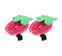 Housoutil Pinzas Cabello Forma de Fresa para Mujer, Accesorio Lindo de Felpa Rosa, Clip Tipo Pato Seguro Que Evita Deslizamientos, Adecuado para Fiestas y Festivales, Pack de 2