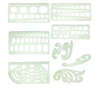 Housoutil Plantillas Geométricas de Dibujo de Plástico 9 Piezas, Regla para Dibujar Círculos y Óvalos, Guía Circular Portátil para Oficina, Escuela y Manualidades