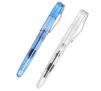 Housoutil Pluma de Caligrafía Recargable Transparente y Azul Pincel de Acuarela Portátil de Punta Blanda para Estudiantes Práctica de Escritura Dibujo y Pintura Pack de 2 Unidades