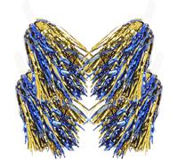 Housoutil Pompones de Animadora Metálicos 6 Piezas para Baile y Encuentros Deportivos Mango Plano Azul y Dorado