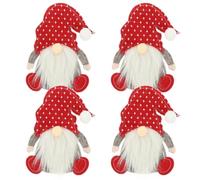 Housoutil Porta Cubiertos Navideño 4 Piezas Diseño de Muñeco sin Rostro y Gorro de Puntos Bolsa para Tenedores y Cuchillos para Decoración de Mesa y Fiesta de Navidad