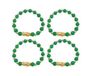 Housoutil Pulsera de Ágata Imitación 8 Mm para Niñas Diseño de Criatura Mítica y Qilin, Material Sintético Verde, Ligera y Delicada para Uso Diario y Viaje