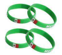 Housoutil Pulsera de Silicona Bandera de México, 4 Unidades, Color Verde, Elástica y Ajustable, Brazalete Deportivo para Hombre, Recuerdo para Eventos Deportivos y Partidos de