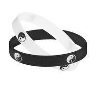 Housoutil Pulseras de Silicona Yin Yang Negras y Color Blanco, 2 Piezas Talla Única, Accesorio Unisex para Hombre y Mujer, Diseño Tai Chi, Pulseras de Goma Cómodas para Uso Diario y Moda