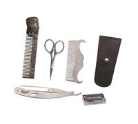 Housoutil Recortadora de Bigote y Vello Facial Diseño Profesional de Acero Inoxidable Portátil Color Negro Kit de Afeitado y Cuidado Esencial para Hombres
