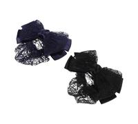 Housoutil Red para Moños de Ballet 2 Piezas Lazo de Encaje Pasadores Profesionales para Cabello Redes Invisibles Negras y Azules Cubremoños para Enfermeras Personal de Hotel y