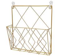 Housoutil Revistero de Pared Metálico Dorado Estantería para Revistas y Libros Soporte de Almacenamiento Abierto Organizador Compacto para Baño y Sala Expositor Resistente y Funcional