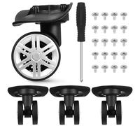 Housoutil Ruedas Dobles de Repuesto para Maleta 360° Giratorias Negras Kit de Reparación Completo Tornillos y Destornillador para Equipaje de Viaje Maletas Resistentes TPE y PP