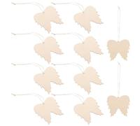 Housoutil Set de 10 Piezas de Rodajas de Madera Diseño de Alas de Ángel, Decoración DIY Superficie Lisa y Color Beige para Manualidades y Fiestas