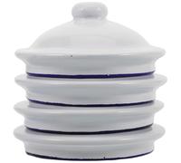Housoutil Set de 4 tapas redondas esmaltadas para tazas y teteras, ajuste universal, función antidesbordamiento, para vajilla de té en restaurantes y cocinas