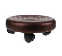 Housoutil Taburete Ruedas, Taburete bajo Redondo Marrón de PU, Acero Inoxidable y Plástico, Fácil de Mover, para Pedicura y Salón de Uñas