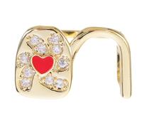 Housoutil Tapas Dentales Individuales Doradas Circonitas en Forma de Corazón, Parrilla Unisex para Dientes Superiores Estilo Hip Hop, Accesorio de Fiesta y Moda para Hombres y Mujeres