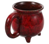 Housoutil Taza de Cerámica Forma de Caldero Roja Esmaltada 350 Ml para Halloween Taza de Café Original y Mini Tazón de Sopa Festivo Adecuado para Fiestas y Obsequio Temático
