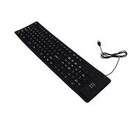 Housoutil Teclado Enrollable USB de 109 Teclas en Silicona Negro | Bolsa Incluida, Estructura Simple y Formato Plegable, Ahorro de Espacio para Uso Diario