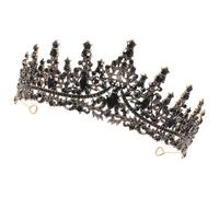 Housoutil Tiara Negra Vintage para Novia Gemas de Imitación, Diadema Barroca de Aleación Diseño de Hojas y Flores, Accesorio Elegante para Boda, Fiesta y Eventos Obsequios