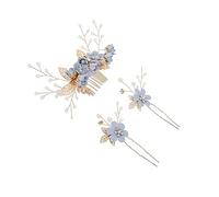 Housoutil Traje De Niñas 9 Piezas peine de novia nupcial peines de peluca tiara horquillas de de imitación tocado de novia palo de pelo Lindo sombrerería horquilla de pelo colocar