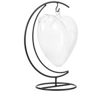 Housoutil Vaso Colgante de Vidrio Soporte de Hierro Forjado, Botella en Forma de Corazón para Cócteles y Agua, Adecuado para Bares, Eventos y Uso Doméstico