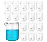 Housoutil Vasos de Precipitados de Vidrio Transparente 50 Ml Graduación Precisa sin Asa Pack de 20 Unidades para Laboratorio y Experimentos Científicos