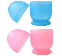 Housoutil Vasos Mezcladores para Teñir el Cabello 2 Piezas Escala, Plástico Duradero Azul y Rosa 12,5X7 CM para Uso en Peluquería Casa