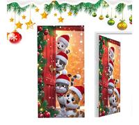 Housse de Porte de Noël - Mignon Réutilisable Imperméable, Bannière de Porte de Noël avec Quatre Chats pour Décorations de Fêtes - Pour Maison, Bureau, Salon, Entrée, Porche, Fête, Vacances, Intérieur