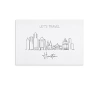 Houston City Landscape Line Painting Art, póster artístico, lienzo, impresiones artísticas de pared, regalos, fotografía, imagen, pintura, decoración de habitaciones, decoración del hogar 30 x 45 cm