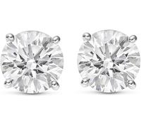 Houston Diamond District Pendientes de tuerca de diamante cultivados en laboratorio con certificación IGI para mujer, 4 puntas a presión (E/F Color VS2/SI1 Claridad), Round Diamond Earrings, Oro