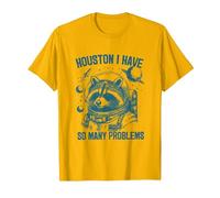 Houston I Have So Many Problems Vintage Espacio Mapache Camiseta, Hombre, Dorado Brillante, XXL