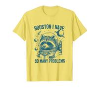 Houston I Have So Many Problems Vintage Espacio Mapache Camiseta, Hombre, Limón, S
