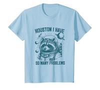 Houston I Have So Many Problems Vintage Espacio Mapache Camiseta, Niños, Azul Bebé, 2 años