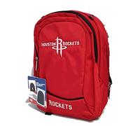 HOUSTON ROCKETS - Mochila escolar y tiempo libre rojo y negro con red porta balones 2018/19 aleación baloncesto NBA 32 x 43 x 18 cm Respaldo y correas acolchadas bolsillo delantero, rojo