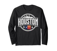 Houston Skyline City Travel Palmeras de Texas Manga Larga