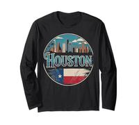 Houston Skyline City Travel Palmeras de Texas Manga Larga