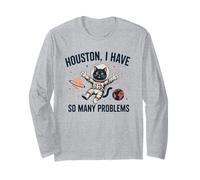 Houston Tengo tantos problemas Funny Cat Astronauta Manga Larga
