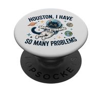 Houston Tengo tantos problemas Funny Cat Astronauta PopSockets PopGrip Adhesivo