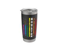 Houston Texas Us American Flag Rainbow Gay LGBT Pride Month Vaso térmico de acero inoxidable de doble pared