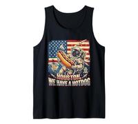 Houston We Have a Hotdog Astronaut Julio 4 Bandera de Estados Unidos Hombres Mujeres Camiseta sin Mangas
