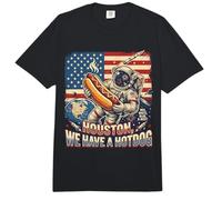 Houston We Have a Hotdog Astronaut Julio 4 Bandera de Estados Unidos Hombres Mujeres Comfort Colors Adult Heavyweight T-Shirt