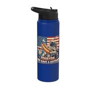 Houston We Have a Hotdog Astronaut Julio 4 Bandera de Estados Unidos Hombres Mujeres Stainless Steel Insulated Water Bottle
