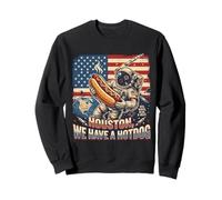 Houston We Have a Hotdog Astronaut Julio 4 Bandera de Estados Unidos Hombres Mujeres Sudadera