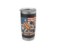 Houston We Have a Hotdog Astronaut Julio 4 Bandera de Estados Unidos Hombres Mujeres Vaso térmico de acero inoxidable de doble pared