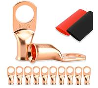 HOUSUN - 10 extremos de cable de batería, 2 conectores de alambre de calibre 1/2, ojales de cobre desnudos con tubo termorretráctil