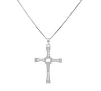 Housunzi Collares con Colgante de Cruz de Velocidad y Pasión Toretto Cadena de Plata 925 Hombre Collar Crucifijo con Diamantes de Imitación Joyería Acción de Gracias Navidad Regalos Unisex,S