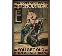 HOUVSSEN Cartel de metal vintage con texto en inglés "You Won't Stop Racing Motorcycles When You Get Old Cat", para interiores y exteriores, decoración de pared del hogar, 6 x 8 pulgadas