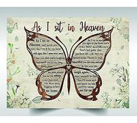 HOUVSSEN Póster de mariposa con texto en inglés "As I Sit in Heaven and Look at You Every Day I Try to Let You Know with Signs I Never Left Vintage Metal Tin Sign Home Indoor Outdoor Wall Decor Tin