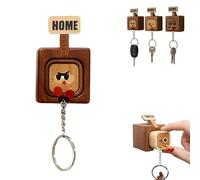 HOUXIANDOU Creativos Llaveros De Madera Con Divertidas Expresiones Faciales, Funcionales Y Elegantes, 2026 Nuevos Y Bonitos Llaveros De Madera, Decoración Única Para El Hogar (b)