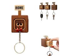 HOUXIANDOU Creativos Llaveros De Madera Con Divertidas Expresiones Faciales, Funcionales Y Elegantes, 2026 Nuevos Y Bonitos Llaveros De Madera, Decoración Única Para El Hogar (c)