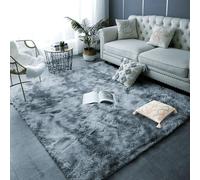 HOUXINZ Alfombra Grande 170 x 220 cm con Base Antideslizante Tapete Pelo Largo Carpet Diseño Moderno para Sala, Dormitorio, Cocina y Habitación Infantil, Gris Claro