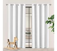 HOUXINZ Cortinas Sólidas de Poliéster 280 x 240 cm Poliestere Resistente, Termica Isolante Frio y Calor Cortinas Opacas para La Sala de Estar, Blanco