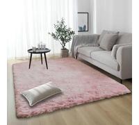 HOUXINZ Imitación Mullida Alfombras 110 x 160 cm Peludas y Grandes Piel de Cordero Oveja Diseño Moderno for Living Room Niña Juvenil Adulto, Rosa Claro