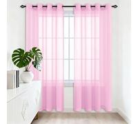 HOUXINZ Translucida Ojales Cortina 365 x 115 cm Translucidas Cortinas Semi Opacas Decorativas para Salon Habitacion Infantil Comedor, Rosa